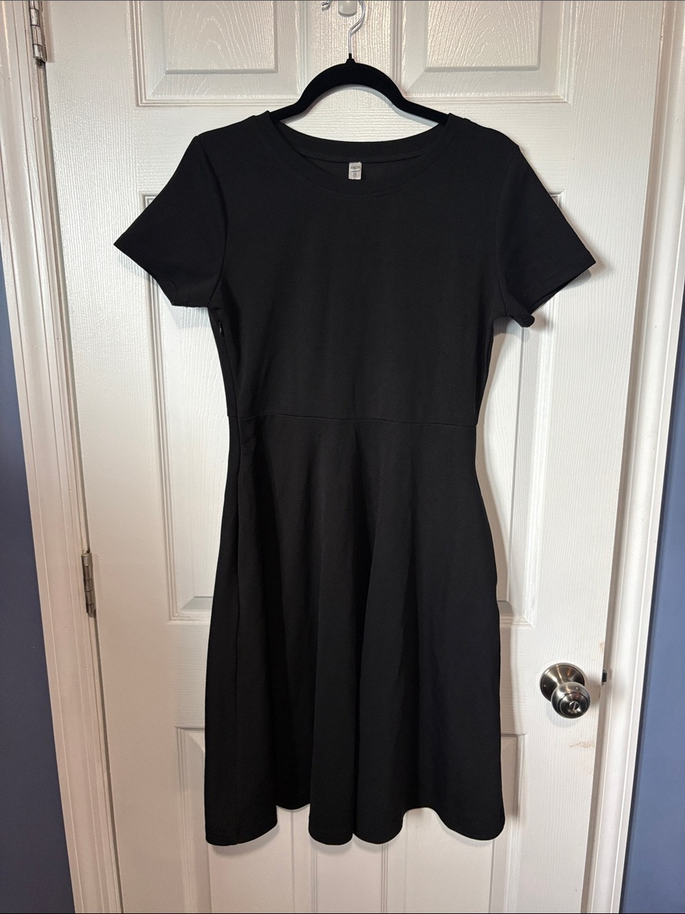 Classic Black Short-Sleeve Fit & Flare Dress